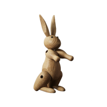 Nordic home Desktop Decor Rabbit Animal wooden Crafts Table Statue Animal wooden Stand Decoration